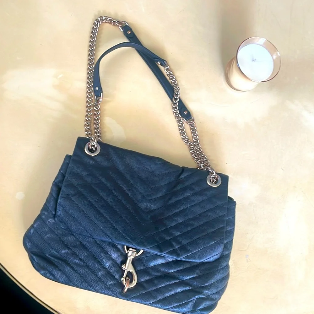 Rebecca Minckoff Edie Chevron Black Leather Quilted bag - well loved condition - Picture 1 of 8
